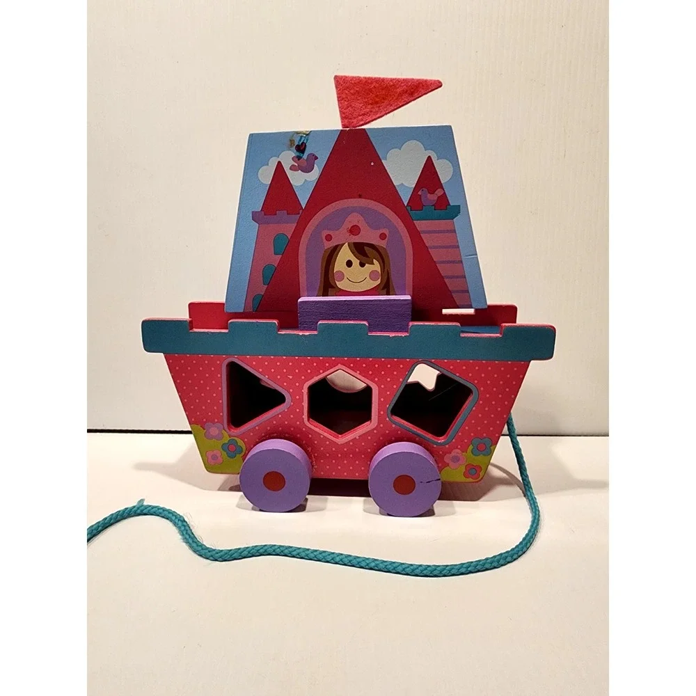 Stephen Joseph Shape Sorter Wooden Boat with Pull String.  Boat Only - No Shapes